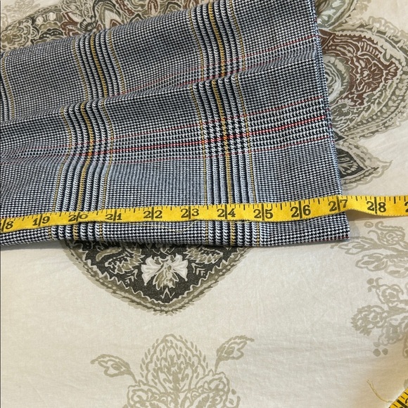 Veronica Beard Navy Plaid Pants with Subtle Red Stripes - Picture 8 of 9